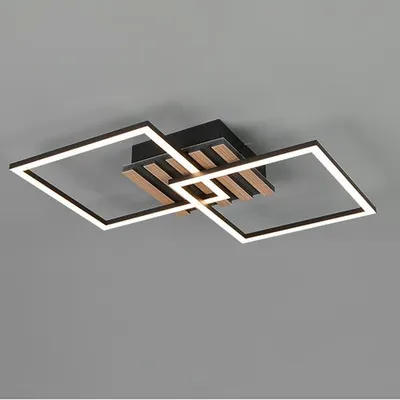 Image de Reality Leuchten : Plafonnier LED ZARO, dimensions 59,50 x 8 x 35,50 cm, couleur noire