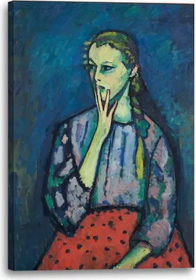 Produktbild von Leinwandbild (40x60cm): Alexej von Jawlensky - Mädchen-Portrait, echter Holz-Keilrahmen inkl. Aufhänger, handgefertigt in Deutschland