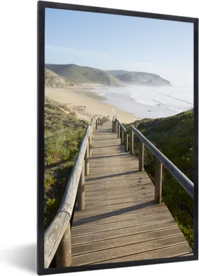 Produktbild von MuchoWow® MuchoWow® Gerahmtes Poster Meer - Strand - Treppe 60x90 cm - Poster mit zchwarzem Bilderrahmen - Kunst