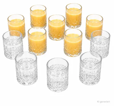 Produktbild von 12x Shot Schnapsgläser 2cl 4cl Glas Stamper mit Relief Bar Pinnchen