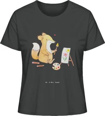 Produktbild von Mr. & Mrs. Panda Basic Shirt Damen Fuchs  Malen Größe L - Anthrazit - Geschenk, Künstler, Zeichnen, T-Shirt, Oberteil, Künstlerin, Hobbyzeichner