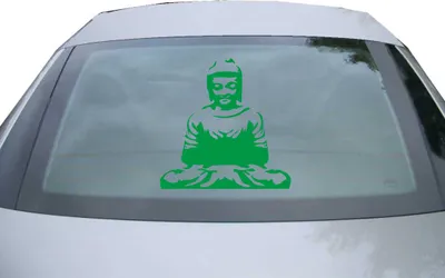Produktbild von Indigos UG - Aufkleber Heckscheibe & Motorklappe DE6351 - grün - 600x599 mm - budhis - Auto Scheiben Fenster Heckklappe Tuning Racing JDM - Die cut