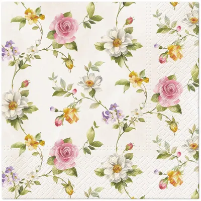 Produktbild von 20 Servietten Tender Roses - Zarte Rosenketten 33x33cm