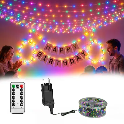Obrázek produktu pro NAIZY, měděný drát, LED dekorativní osvětlení, 100 metrů, 1000 LED diod, vícebarevné, trvalé osvětlení, vánoční osvětlení s dálkovým ovládáním, časovačem a 8 světelnými režimy