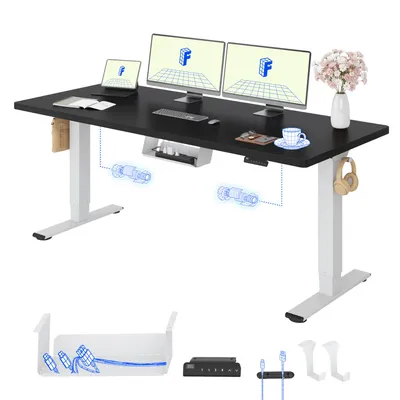 Produktbild von FLEXISPOT E1 Pro Elektrisch Höhenverstellbarer Schreibtisch 160x80cm 25MM EINTEILIGE TISCHPLATTE Doppelmotor 120KG Tragkraft 4 Speicherplätze, Schwarz