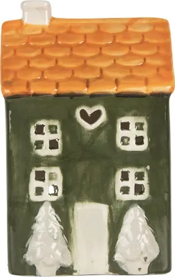 Produktbild von Clayre & Eef Teelichthalter Haus 9x8x15 cm Grün Keramik