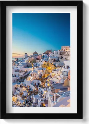 Produktbild von Sonnenuntergang auf Santorin– Wandbild mit Rahmen – Gerahmtes Bild  – Wanddekoration – 20x30 cm – Schwarz