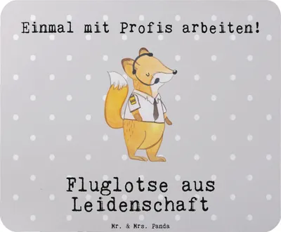 Produktbild von Mr. & Mrs. Panda Mousepad Fluglotse Leidenschaft - Grau Pastell - Geschenk, Mauspad, Ausbildung, Spruch, pc, Beruf, laptop, Mouse Pad, Lustig