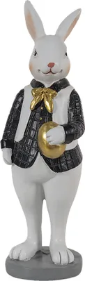 Produktbild von Clayre & Eef Figur Kaninchen 5x5x15 cm Schwarz Weiß Polyresin