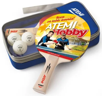 Immagine prodotto di Set da ping-pong Atemi Hobby: 2 racchette con 3 palline in custodia