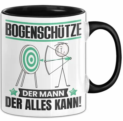 Produktbild von Bogenschütze Tasse Geschenk für Bogenschütze Der Mann Der Alles Kann Geschenkidee zum Geburtstag (Schwarz)
