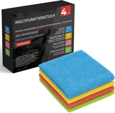 Produktbild von Mikrofasertücher 40x40 cm, 4er Set, Fenstertuch und Poliertücher, für Haushalt