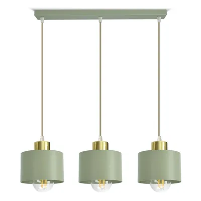 Produktbild von LUXOLAR 3-flammige Pendelleuchte Salbeigrün Gold – Moderne LED Hängelampe E27, höhenverstellbare Deckenlampe über Tisch für Esszimmer, Wohnzi