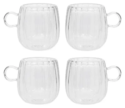 Zdjęcie produktu dla HOMLA Zestaw 2x Szklanki CEMBRA GROOVE z podwójną ścianką 2 szt. 250ml