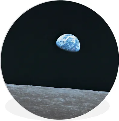 Produktbild von MuchoWow® Rundes Wandbild - Runde Bilder Die Erde vom Mond aus Ø 30 cm Kreis Wanddekoration Kunststoff - Wandkreis - Wandschmuck - Schlafzimmer - Bilder - Der Kreis - Kunst für die Wohnung - Plastik - Kunstdruck - Wandbild
