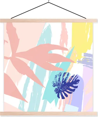 Produktbild von MuchoWow® Textilposter Sommer - Gelb - Strand 120x120 cm mit holzfarbenen Rahmen - Textil-Poster