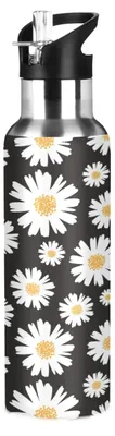Isolierflasche 600 ml mit Strohhalmdeckel, Edelstahl, Vakuum-Isolierbecher