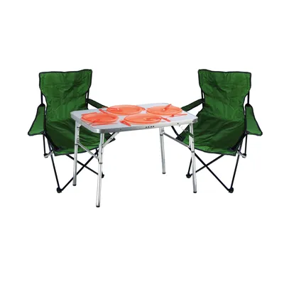 Mojawo 3-teiliges Campingmöbel Set Alu Tragegriff Campingtisch + 2 Anglersessel