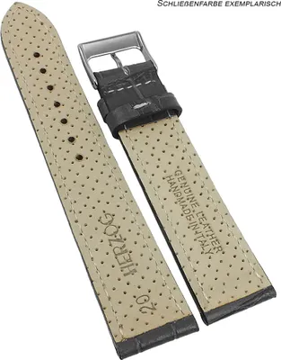 Produktbild von Herzog Italo-Kroko > Uhrenarmband grau > Leder Krokoprägung , Stegbreite:22mm, Schließe:Gelbgolden