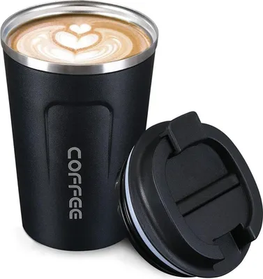Image de Mugs isothermes à double paroi pour café et thé - Mugs de voyage en acier inoxydable pour boissons chaudes et froides - 380 ml