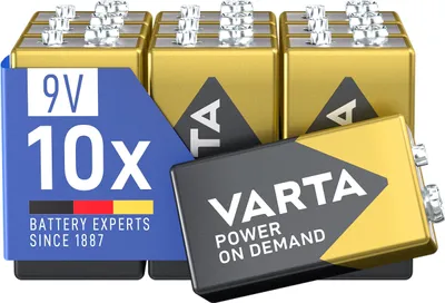 Zdjęcie produktu dla Baterie VARTA 9V, 10 sztuk, seria Power on Demand, alkaliczne, typu blokowego