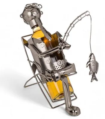 Image de Porte-bouteilles en métal « Pêcheur », 26 x 21 cm, pour les pêcheurs