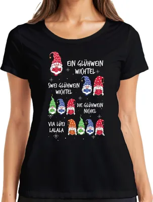 Produktbild von Glühwein Wichtel Gnome Elf Lustig - Weihnachten Weihnachtsgeschenk Christmas Damen T-Shirt, Schwarz, XXL