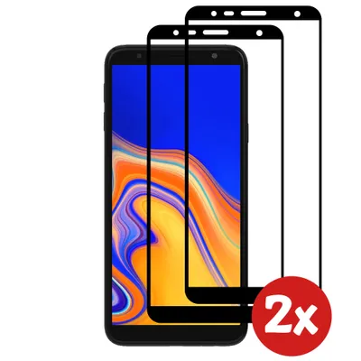 Produktbild von Displayschutzfolie passend für Samsung  Galaxy J4 Plus 2018 - Full Cover Tempered Glass mit rundem Rand - Tempered  Glass mit abgerundeten Ecken - 2-Pack