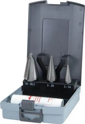 Immagine prodotto di Set di punte per lamiera 3-14/5-20/16-30,5 mm HSS 4 pezzi ABS-case RUKO