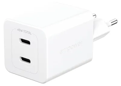 Productafbeelding van PanzerGlass 45W oplader, 2x USB-C, wit