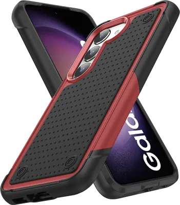 Produktbild von Für Samsung Galaxy S23 Hülle Militärqualität Stoßfest Hybrid 2 in 1 Hart PC Weich TPU Handyhülle Rot Schwarz