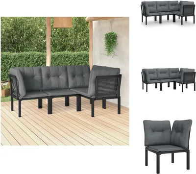 Produktbild von vidaXL 4-tlg. Garten-Lounge-Set Schwarz und Grau Poly Rattan -  Gartenmöbel-Sets