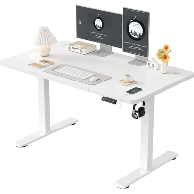Image de Bureau réglable électriquement - 120x60 cm - Structure en métal - Plateau en bois