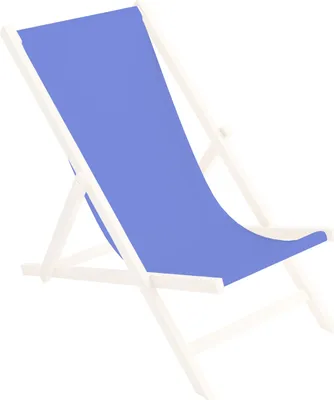 A blue fabric laid over a wooden beach chair frame, set against a white background.