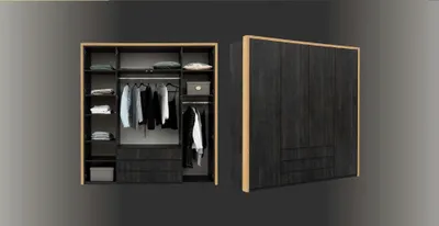 Produktbild von Kleiderschrank Schwarz Holz Schlafzimmer Design Modern Möbel Garderobenschrank