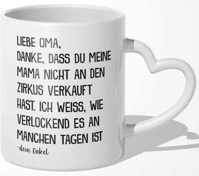 Produktbild von 22Feels Oma Geschenk von Enkel Geburtstag Grossmutter Tasse Rentnerin Kaffeetasse Frauen Weihnachten Haferl Beste Grosseltern (Herzhenkel Weiss)