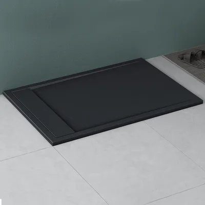 Produktbild von Mai & Mai Duschwanne 80x120x3cm Duschtasse aus Mineralguss Mineralgusswann inkl. Ablaufgarnitur06 Anthrazit Matt Rechteckig DIN-Anschlüsse Geoma10