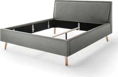 Produktbild von Doppelbett Estee 180x200cm - hellgrau/eiche