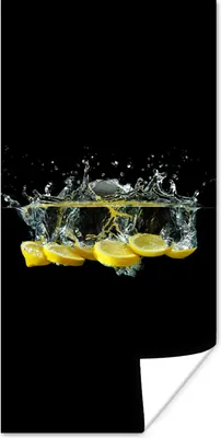 Produktbild von MuchoWow® Poster Zitrone - Frucht - Gelb - Stilleben - Wasser 75x150 cm - Dekoration für die Wände