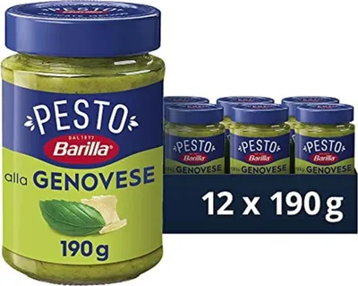 Produktbild von Barilla Pesto alla Genovese 12x190g | Glutenfreie Italienische Pasta-Sauce mit 100% italienischem Basilikum aus nachhaltiger Landwirtschaft und Parmigiano Reggiano, Nudel-Soße, grünes Pesto Verde
