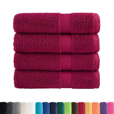 Image de vidaXL Premium serviettes SOLUND 4 pcs. Bordeaux 50x100 cm 600 g/m²
