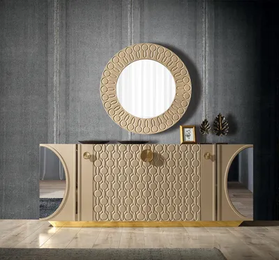 Immagine prodotto di Set di mobili in legno: mobile bar, specchio, gruppo di comodini, mobile contenitore  credenza