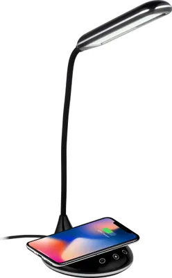 Produktbild von Grundig Tischleuchte mit Handyladegerät Kabellos USB LED Flexibel biegbar Schwarz