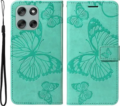 Produktbild von Motorola Moto G56 Hülle - Coverup Schmetterlinge Klapphülle - Mintgrün