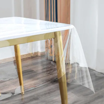 Produktbild von Transparente Tischdecke 140 × 220 cm, Rechteckig | Wasserdichte und ölbeständige PVC Tischschutzfolie, Zuschneidbar für Innen- und Außenbereich
