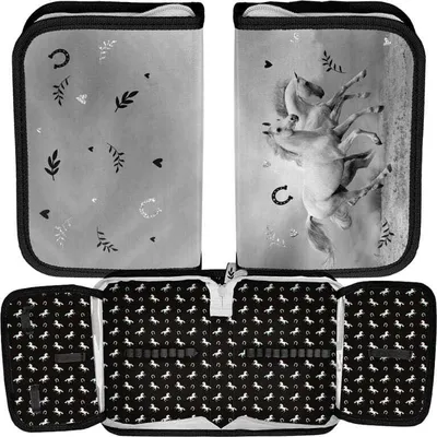 Image de Paso One-compartment Trousse à crayons non doublée avec rabats Chevaux