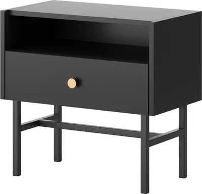 Produktbild von Selsey Divenos - Nachttisch mit Schublade, Schwarz, 54 cm