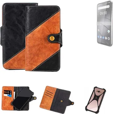 Produktbild von K-S-Trade Handyhülle Schutzhülle Bookstyle Case Wallet-Case kompatibel mit Gigaset GS5 Pro SE Handy Cover Bumper Klapphülle schwarz hellbraun 1x