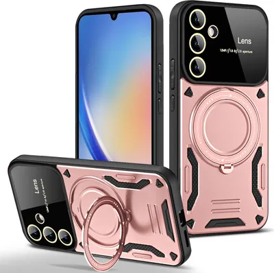 Produktbild von Rüstung Handyhülle für Samsung Galaxy A34 Dual-Layer Magnetisches Ringhalter Ständer Hülle Roségold