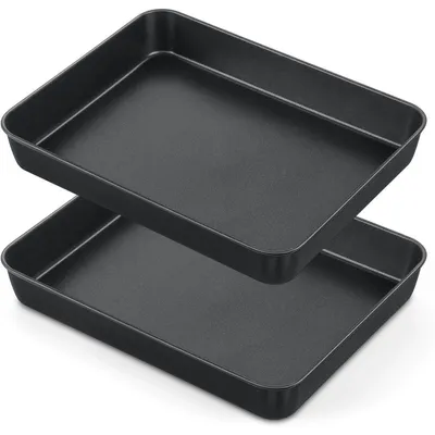 Immagine prodotto di Set da 2 teglie da forno antiaderenti in acciaio inossidabile, dimensioni 31,8 x 24,8 x 5 cm
